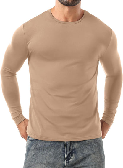 Sailwind Men Thermal Underwear for Men Long Sleeve Lightweight CrewCompression Shirt Khaki