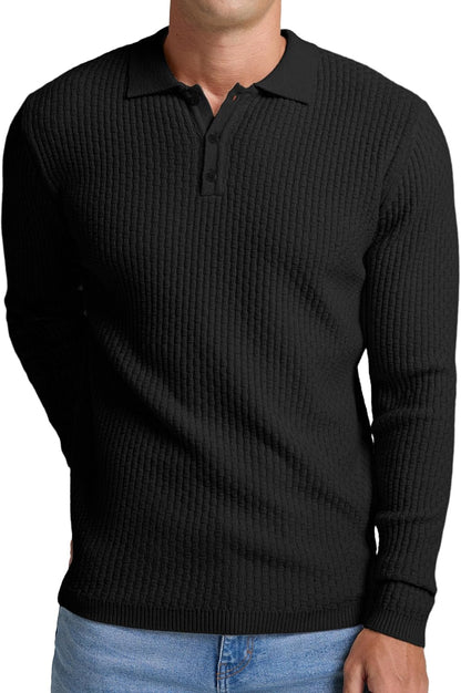 Sailwind Men's Knit Polo Sweater Long Sleeve Polo Shirts Lightweight Fashion Casual Pullover Sweater