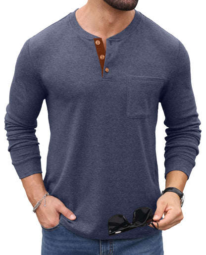 Sailwind Men's Henley Shirts Long Sleeve Button T-Shirt Casual Fashion Pullover Shirt with Pocket
