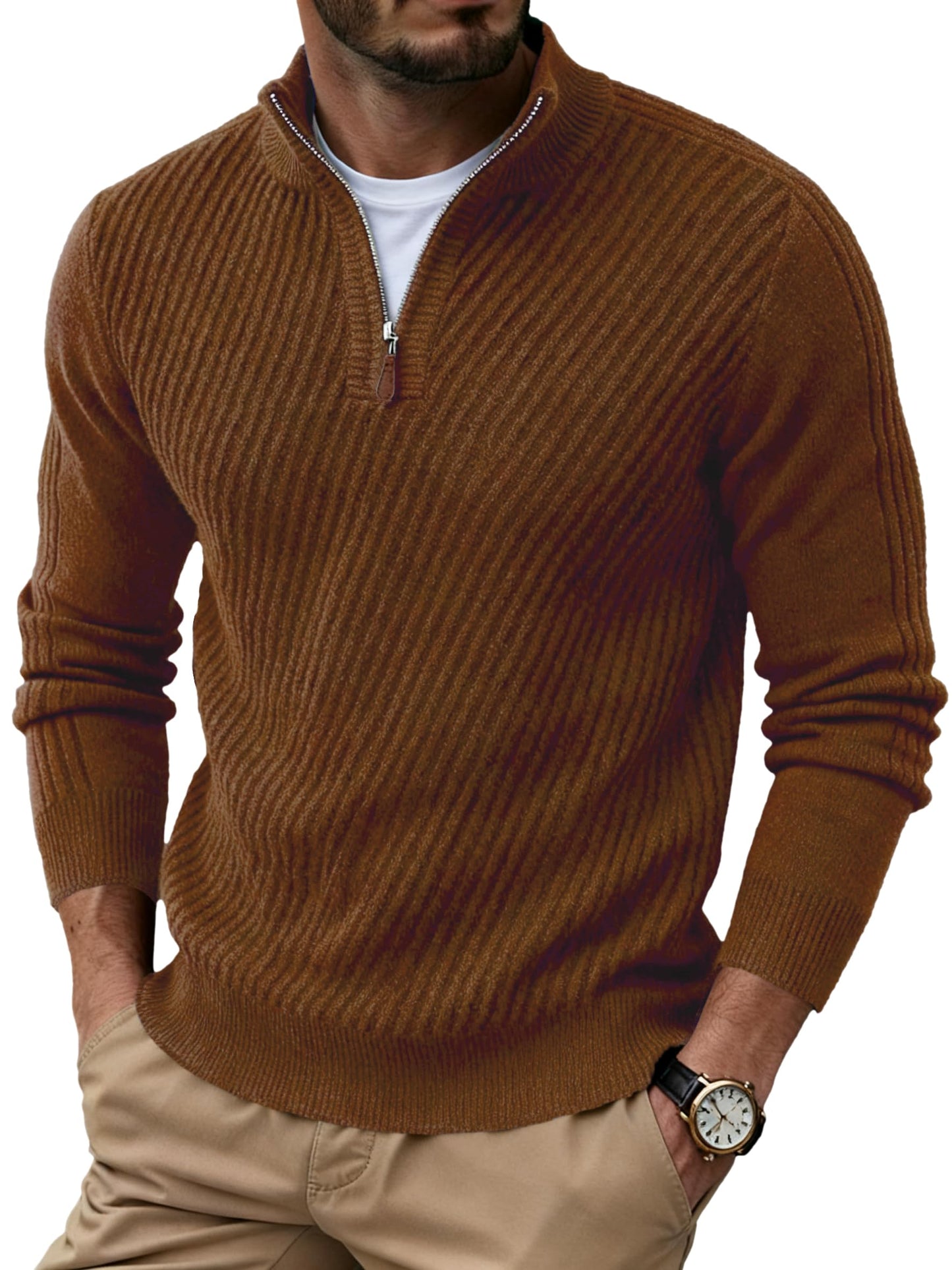 Sailwind Men's Quarter Zip Up Pullover Knit Texture Sweater Casual Long Sleeve Sweaters