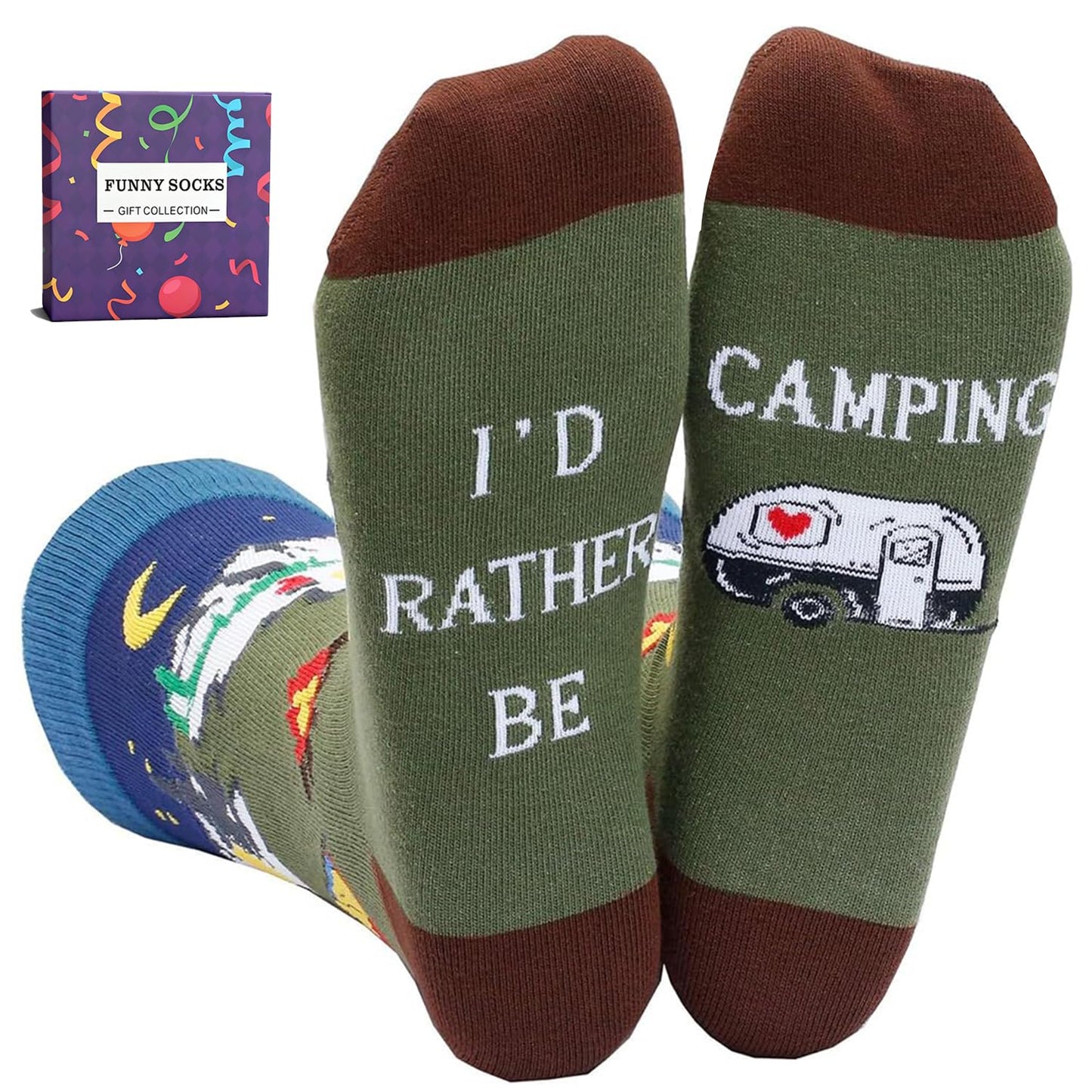 YEXIPO Funny Socks for Men Women I'D Rather Be Outdoor Activities Novelty Gifts For Hunting Golfing Camping Skiing Gaming
