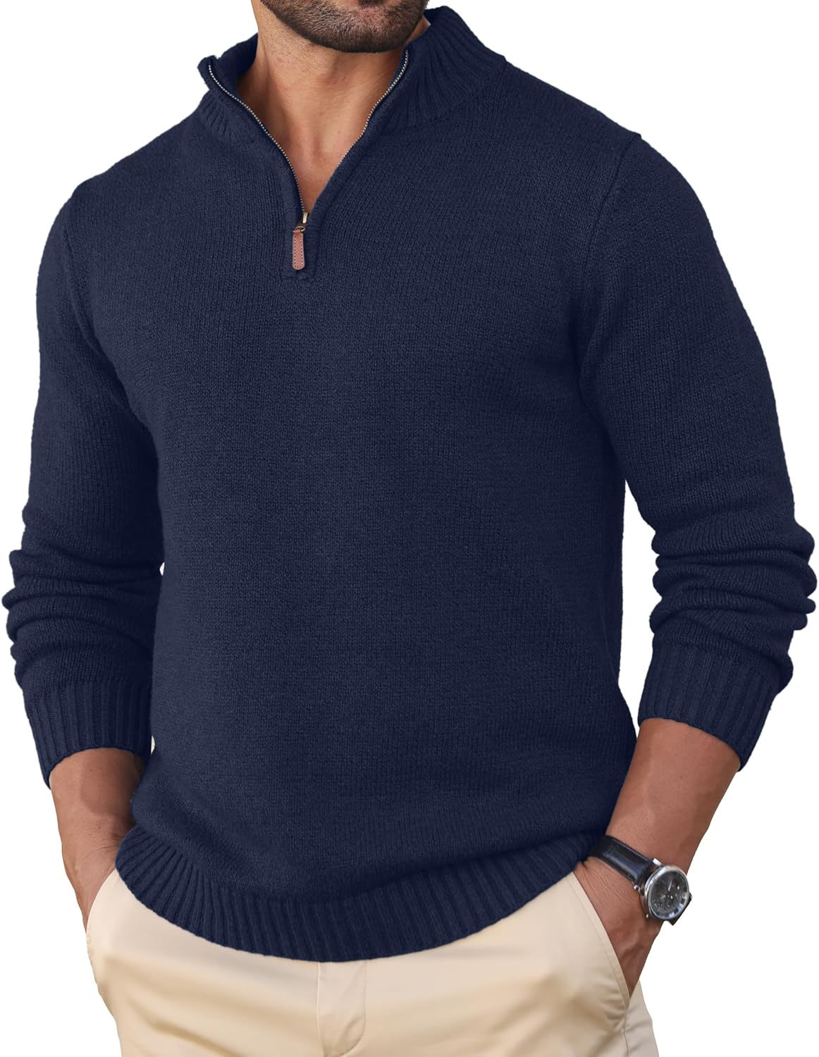 Sailwind Men's Quarter Zip Knit Texture Sweater Casual Long Sleeve Pullover Chunky Sweaters