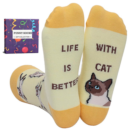 YEXIPO Womens Funny Socks Novelty Crazy Cute Crew Socks Gifts for Animal Lovers