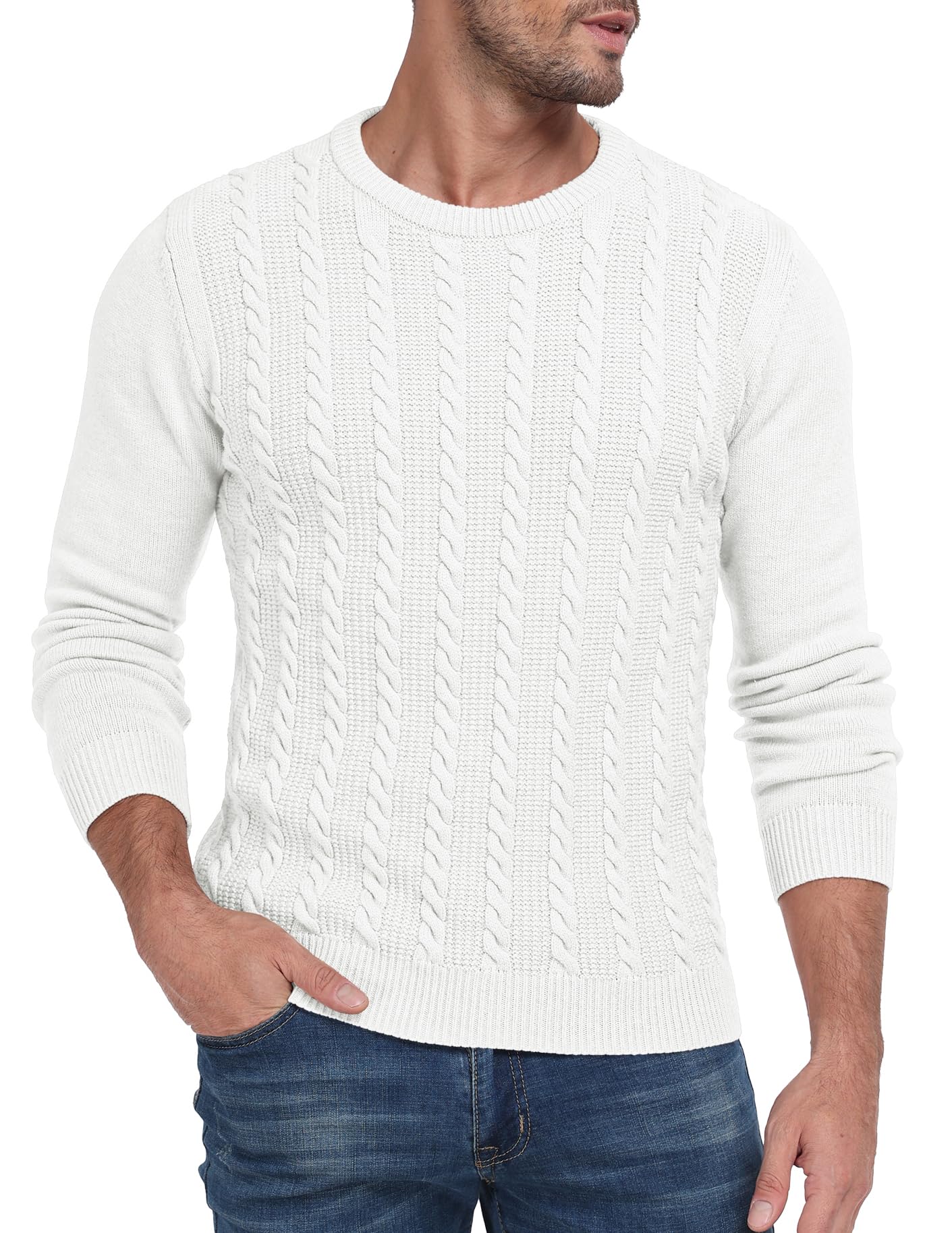 Sailwind Men's Crewneck Pullover Sweater Casual Knitted Twist Sweaters