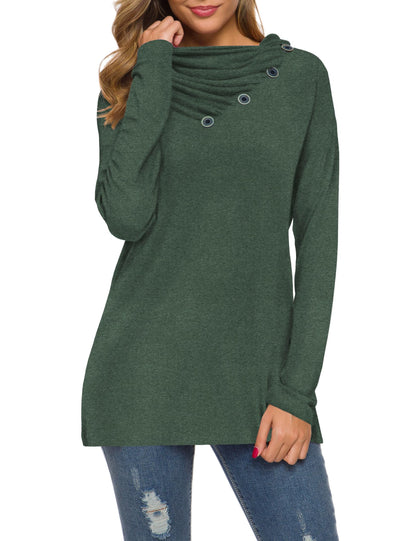 WEACZZY Women's Long Sleeve Shirts Button Cowl Neck Casual Loose Tunic Tops Blouse Dressy Fashion 2026