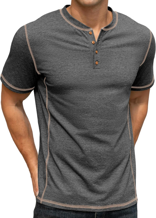 Sailwind Mens Henley Shirts Casual Lightweight Summer T-Shirt Cotton Maverick Short Sleeve