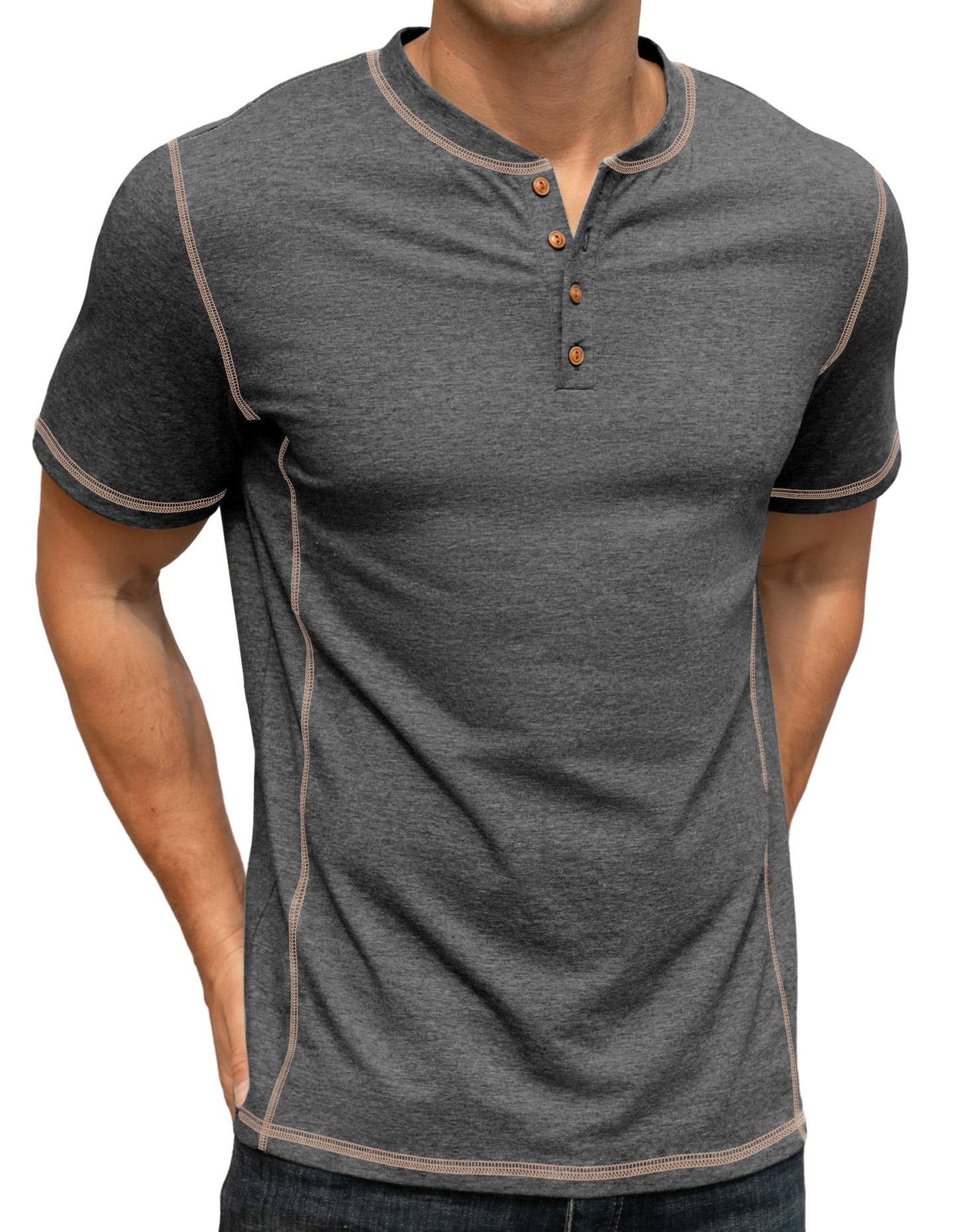 Sailwind Mens Henley Shirts Casual Lightweight Summer T-Shirt Cotton Maverick Short Sleeve