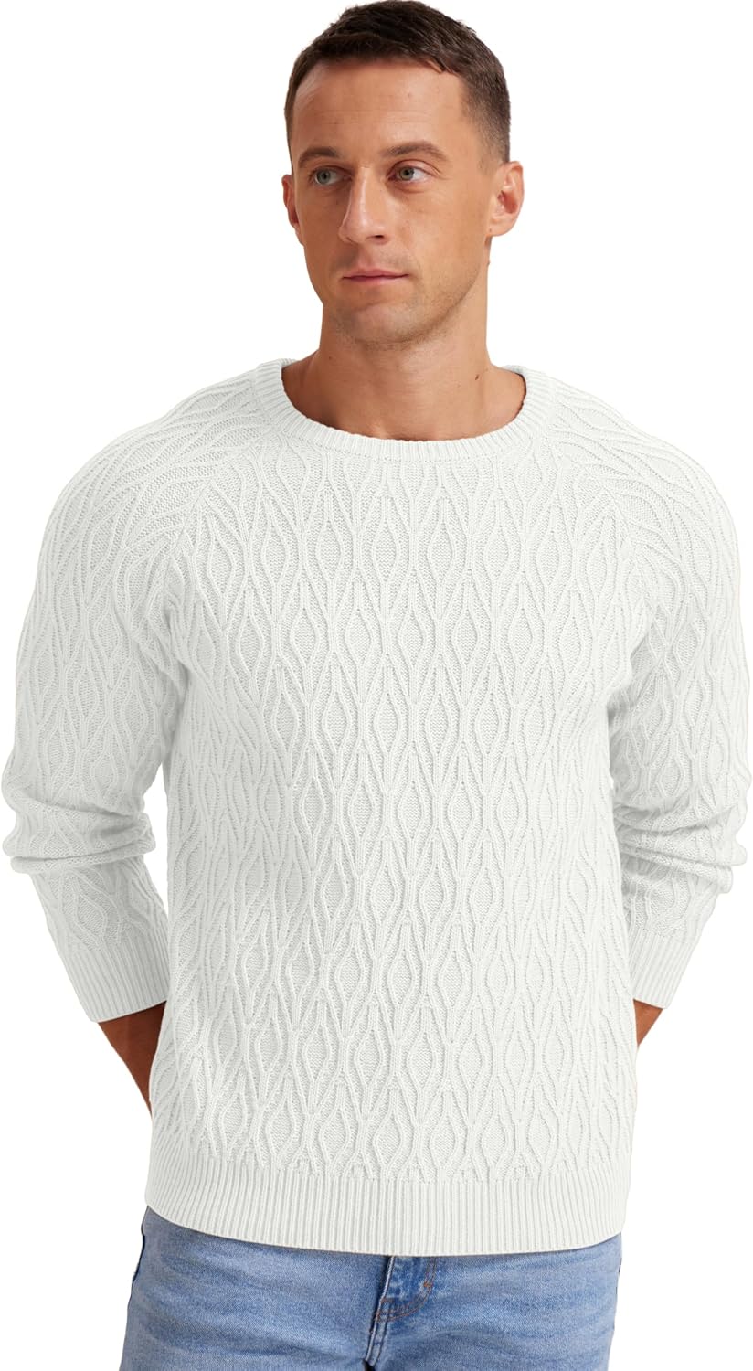 Sailwind Men's Cable Knit Sweater Casual Crewneck Long-Sleeve Knitted Pullover