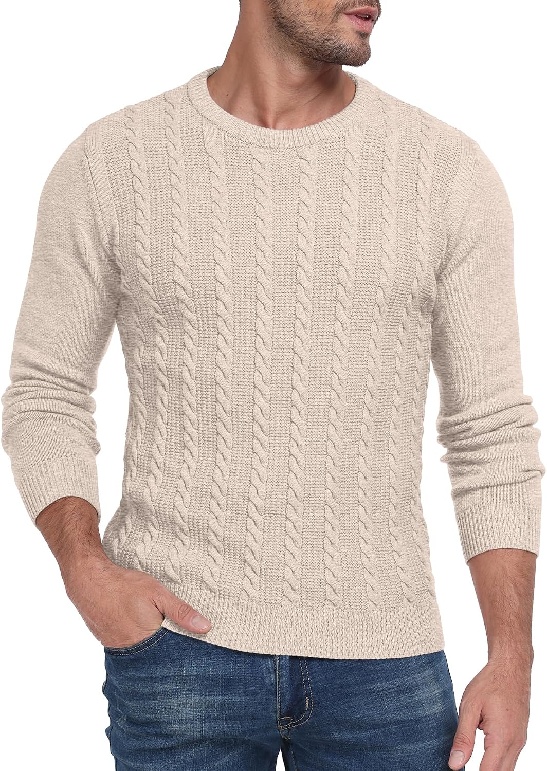 Sailwind Men's Crewneck Pullover Sweater Casual Knitted Twist Sweaters