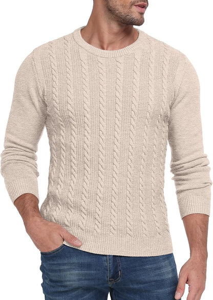 Sailwind Men's Crewneck Pullover Sweater Casual Knitted Twist Sweaters