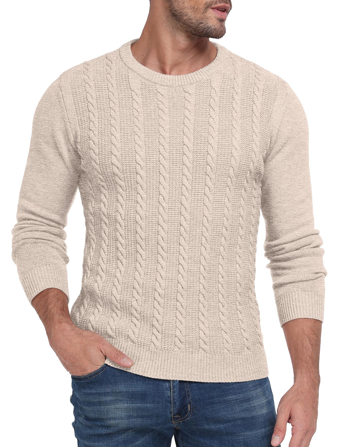 Sailwind Men's Crewneck Pullover Sweater Casual Knitted Twist Sweaters