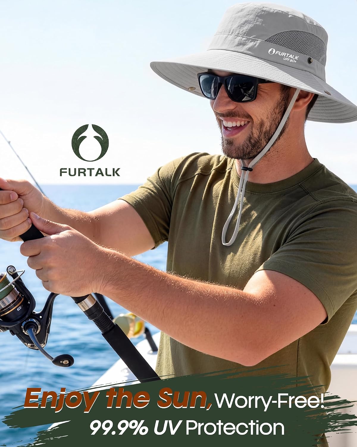 FURTALK Mens Bucket Sun Hat UPF 80+ Wide Brim Hiking Fishing Beach Outdoor Hats
