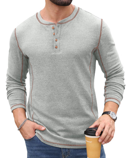 Sailwind Men's Henley Shirts Long Sleeve Button T-Shirt Casual Stylish Pullover Shirt