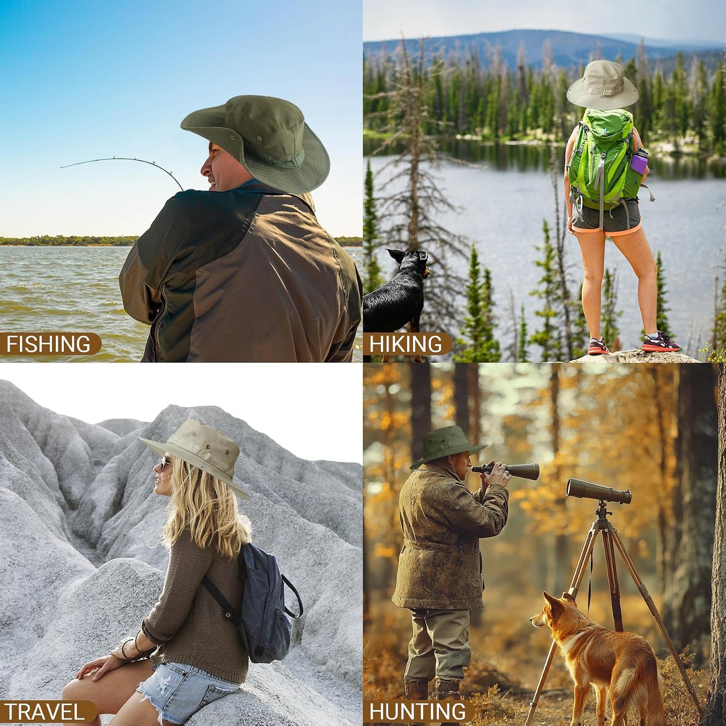 PFFY Sun Boonie Hats for Men UPF 50+ Bucket Hat for Fishing Hiking Safari Hunting