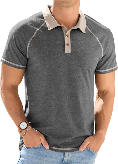 Sailwind Mens Cotton Polo Shirts Short Sleeve Raglan Collared Casual Summer Fashion Golf Shirts