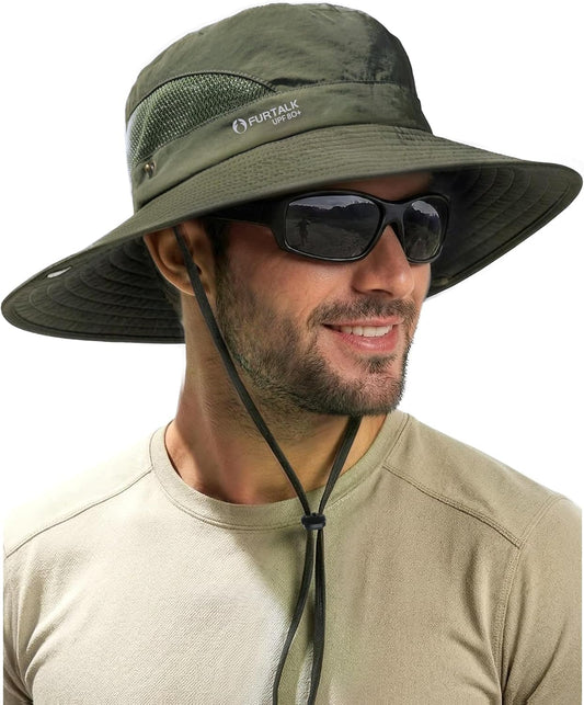 FURTALK Mens Bucket Sun Hat UPF 80+ Wide Brim Hiking Fishing Beach Outdoor Hats