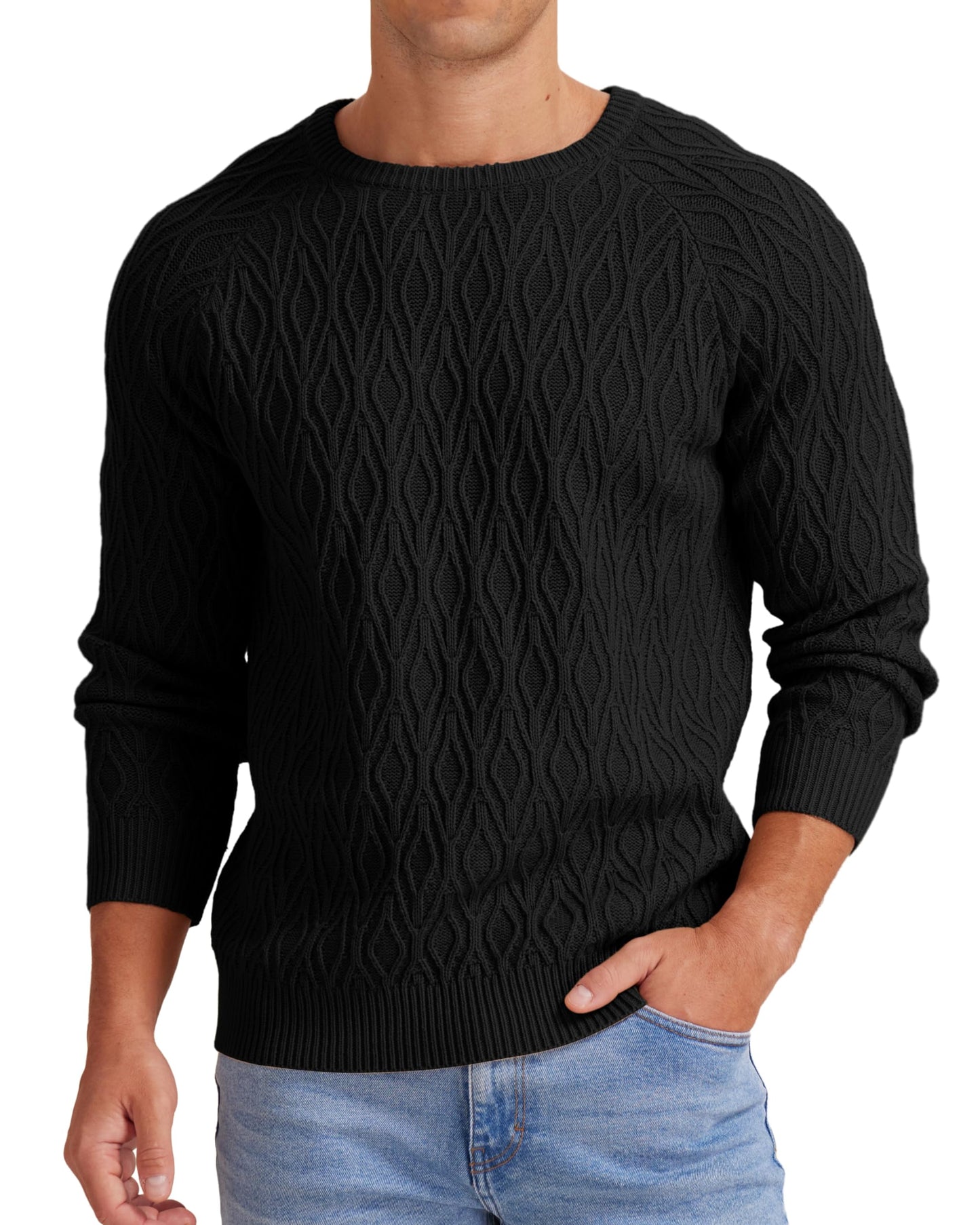 Sailwind Men's Cable Knit Sweater Casual Crewneck Long-Sleeve Knitted Pullover