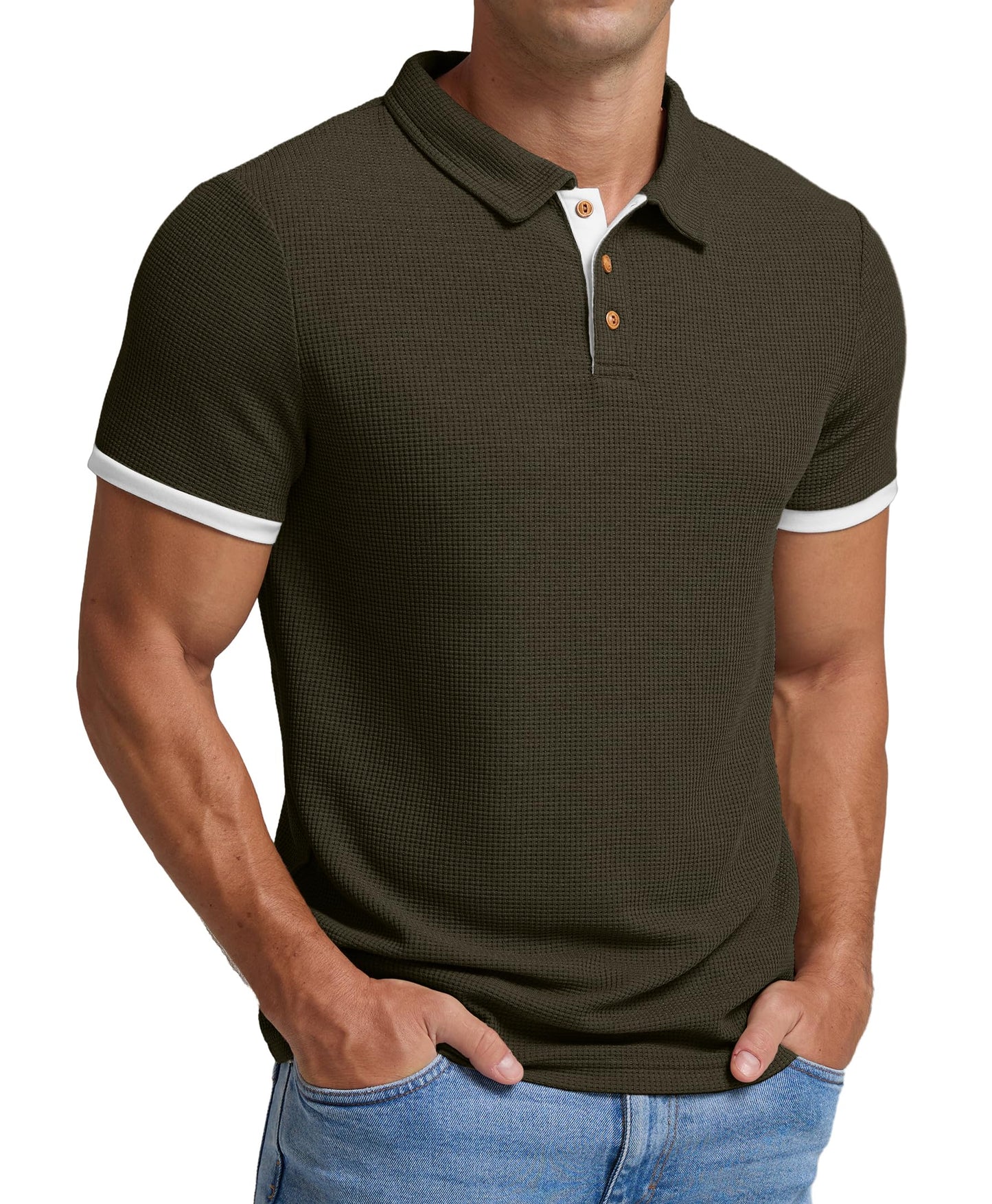 Sailwind Men's Waffle Knit Short Sleeve Casual Polo Shirts