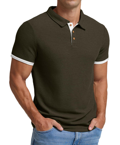 Sailwind Men's Waffle Knit Short Sleeve Casual Polo Shirts