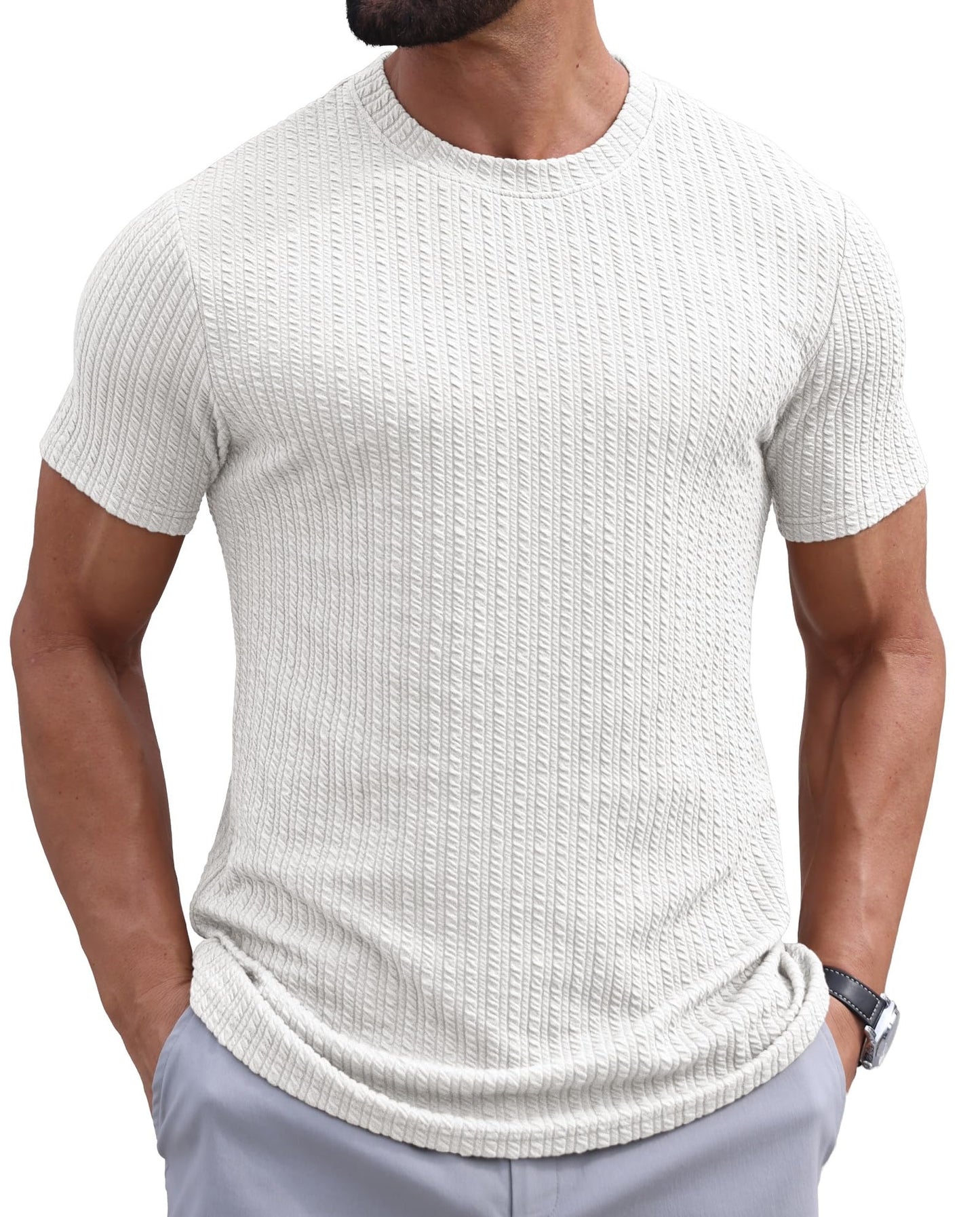 Sailwind Men’s Knit T Shirt Short Sleeve Crewneck Textured Casual Summer Knitted Pullover Tee