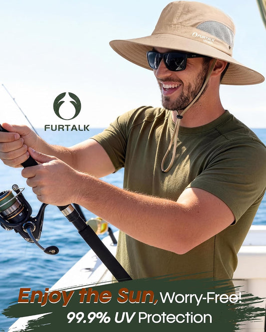 FURTALK Mens Bucket Sun Hat UPF 80+ Wide Brim Hiking Fishing Beach Outdoor Hats
