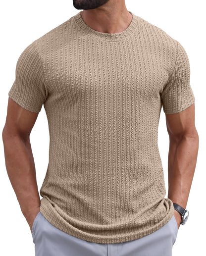 Sailwind Men’s Knit T Shirt Short Sleeve Crewneck Textured Casual Summer Knitted Pullover Tee