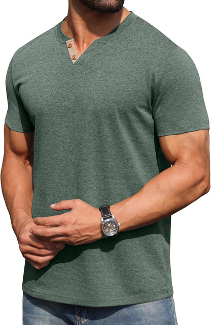 Sailwind Mens Henley Lightweight Shirts Short Sleeve Casual Cotton Button T-Shirts Summer Basic Tee