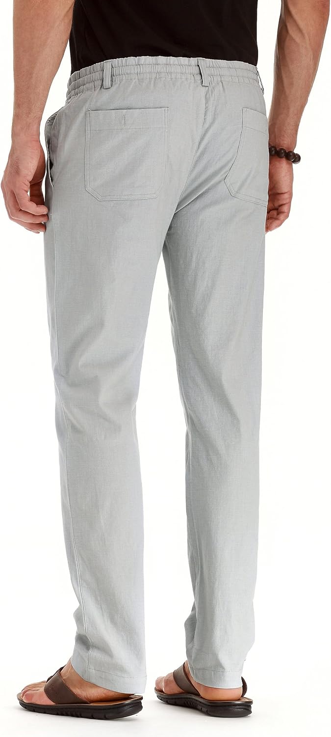 Sailwind Men's Drawstring Linen Pants Casual Summer Beach Loose Trousers