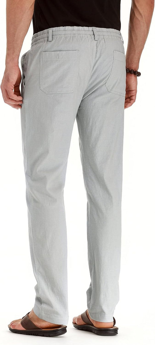 Sailwind Men's Drawstring Linen Pants Casual Summer Beach Loose Trousers