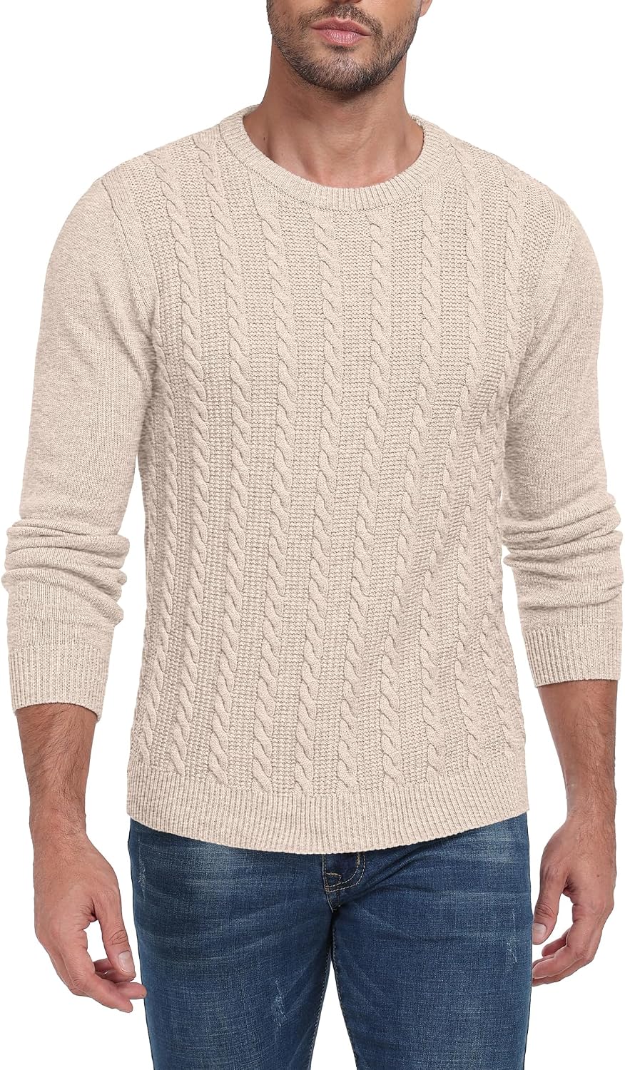 Sailwind Men's Crewneck Pullover Sweater Casual Knitted Twist Sweaters