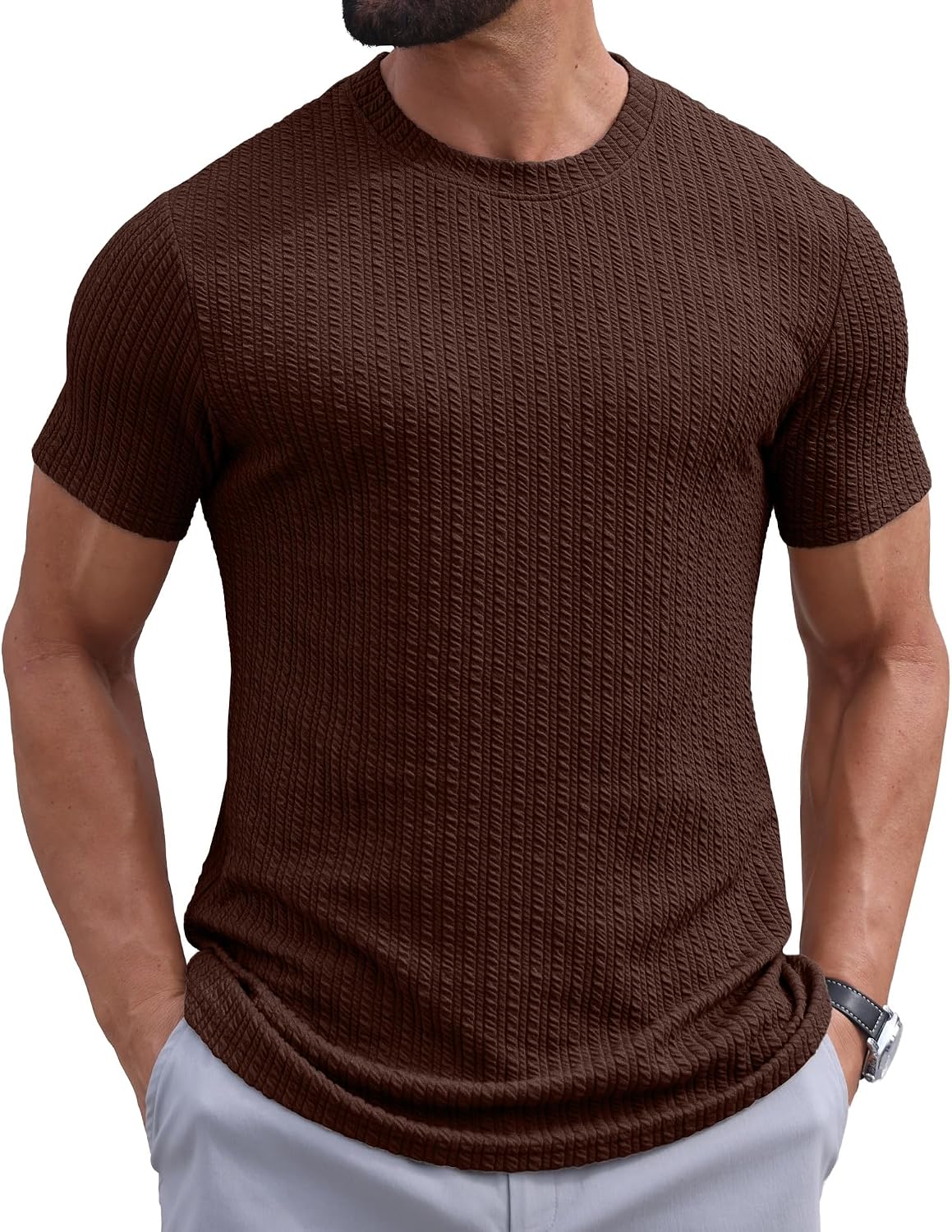 Sailwind Men’s Knit T Shirt Short Sleeve Crewneck Textured Casual Summer Knitted Pullover Tee