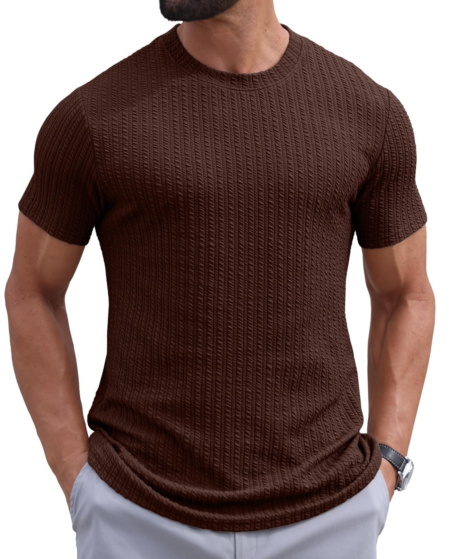 Sailwind Men’s Knit T Shirt Short Sleeve Crewneck Textured Casual Summer Knitted Pullover Tee