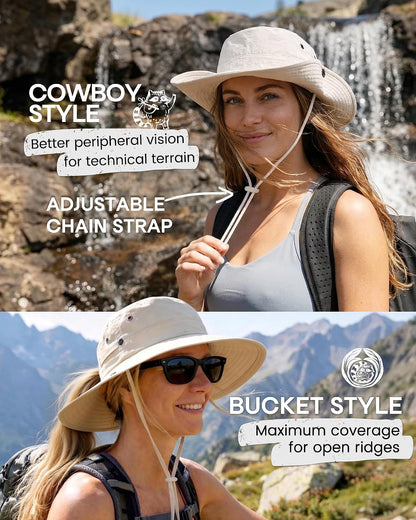 FURTALK Sun Hats for Women with Ponytail Hole Wide Brim Beach Bucket Hat UPF 50+ Fishing Hiking Outdoor Hats