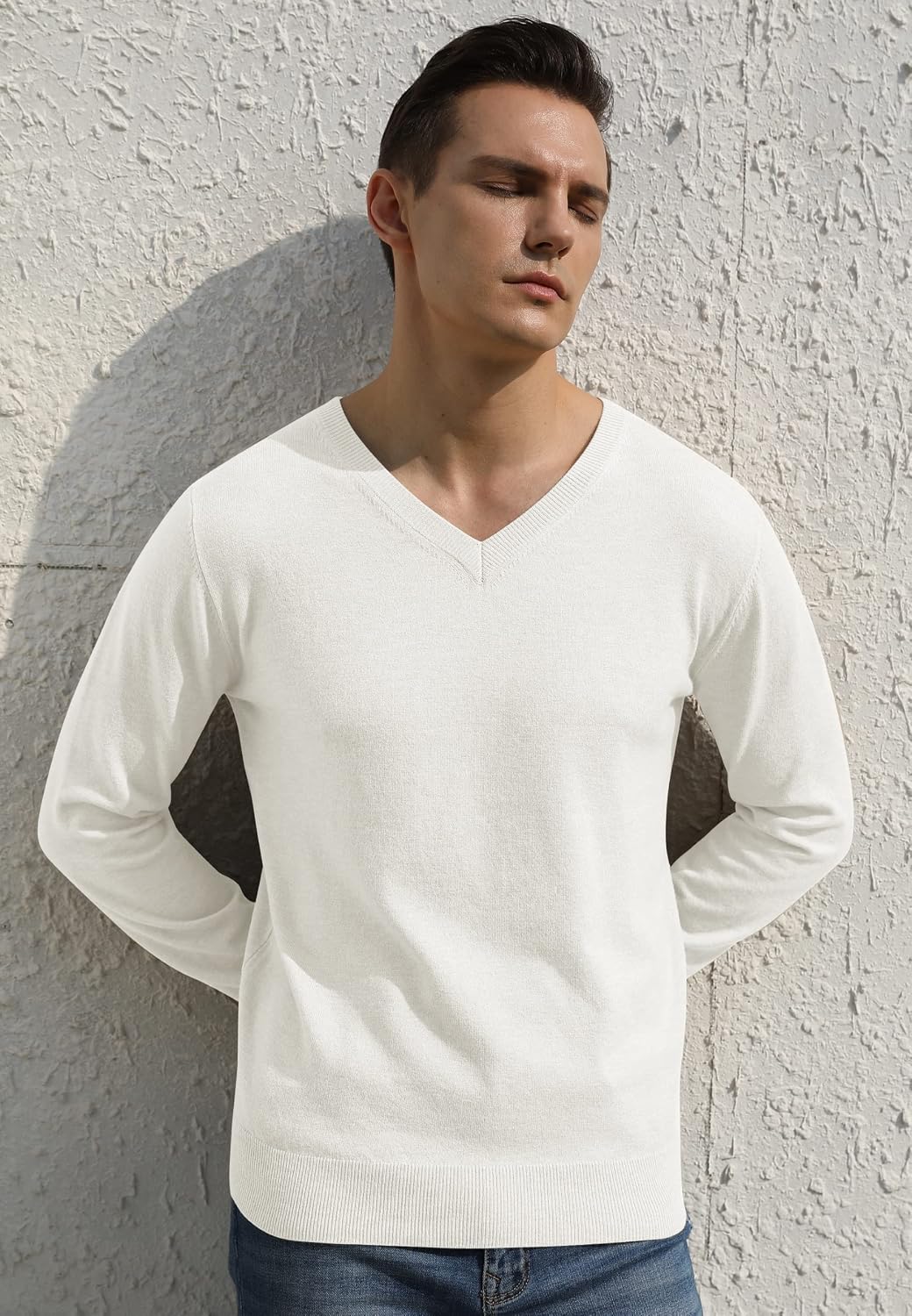 Sailwind Mens V-Neck Wool Knit Casual Pullover Sweater