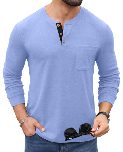 Sailwind Men's Henley Shirts Long Sleeve Button T-Shirt Casual Fashion Pullover Shirt with Pocket