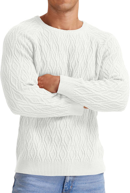 Sailwind Men's Cable Knit Sweater Casual Crewneck Long-Sleeve Knitted Pullover