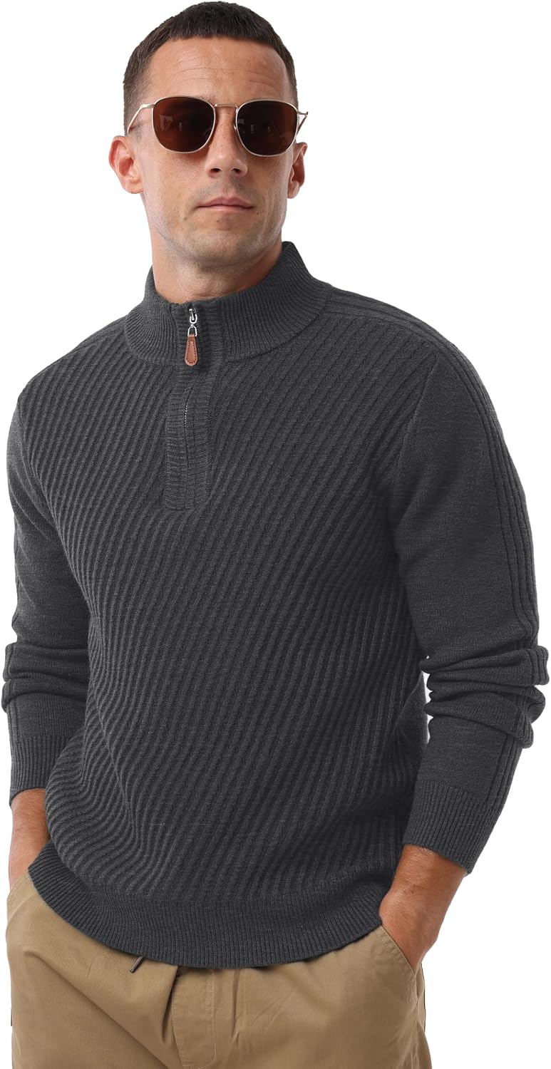 Sailwind Men's Quarter Zip Up Pullover Knit Texture Sweater Casual Long Sleeve Sweaters