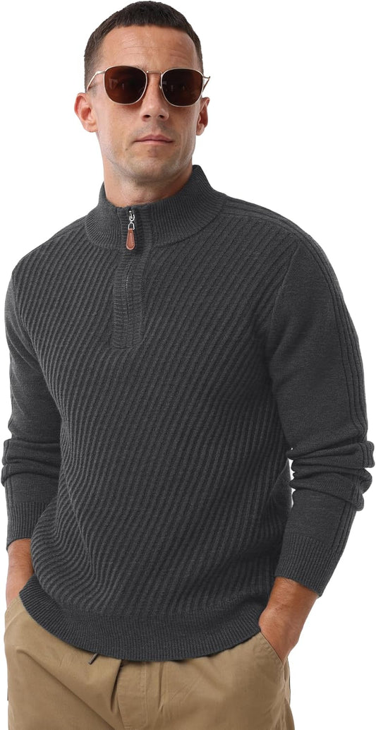 Sailwind Men's Quarter Zip Up Pullover Knit Texture Sweater Casual Long Sleeve Sweaters
