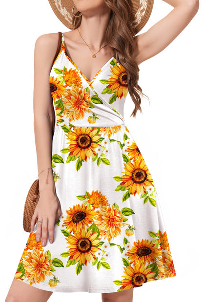 WEACZZY Women's 2026 Summer Dresses V Neck Spaghetti Strap Sundress Casual Beach Flowy Mini Dress with Pockets