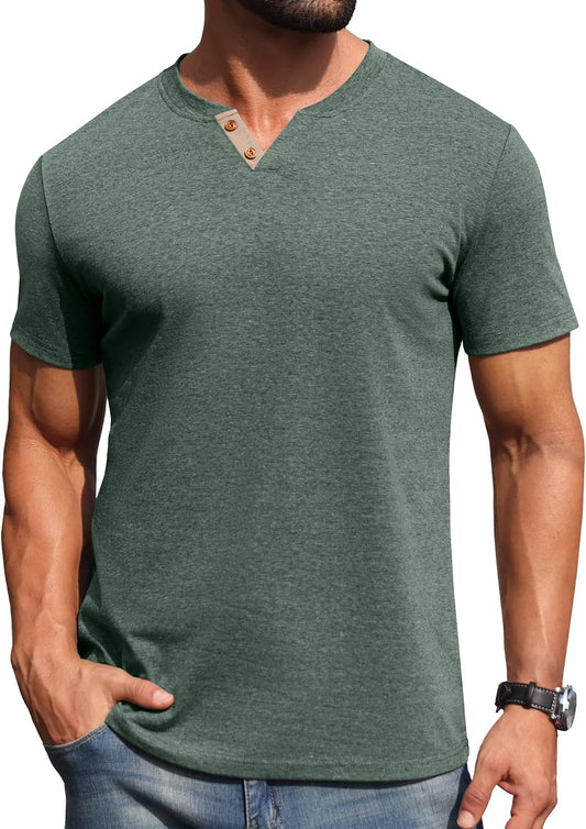 Sailwind Mens Henley Lightweight Shirts Short Sleeve Casual Cotton Button T-Shirts Summer Basic Tee