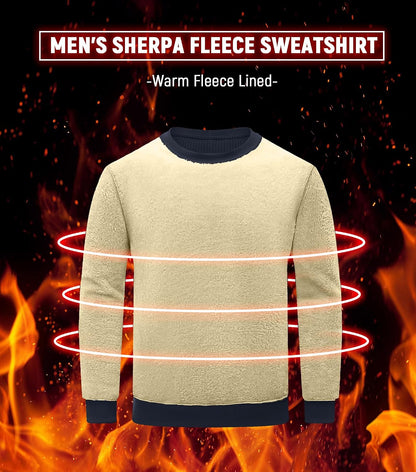 Sailwind Men's Crewneck Sherpa Lined Fleece Waffle Sweatshirt Long Sleeve Warm Pullover Winter Thermal Heavyweight Tops