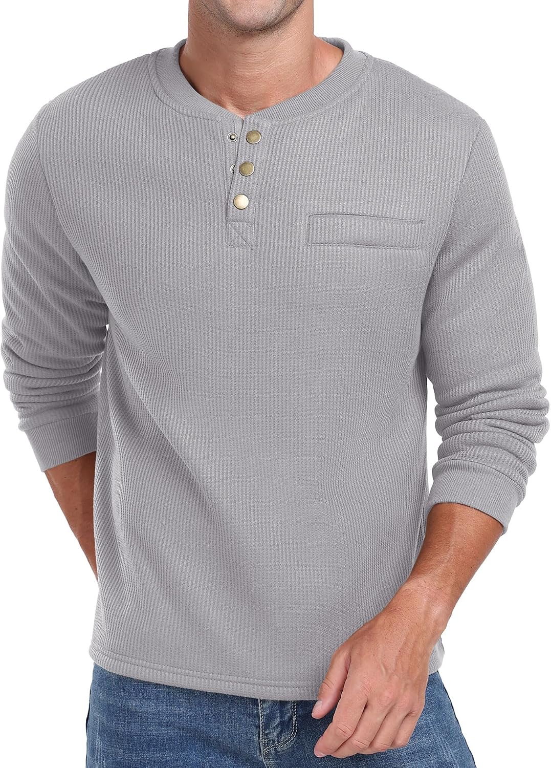 Sailwind Men's Henley Shirt Fleece Lined Long Sleeve Heavyweight Thermal Layer Pullover
