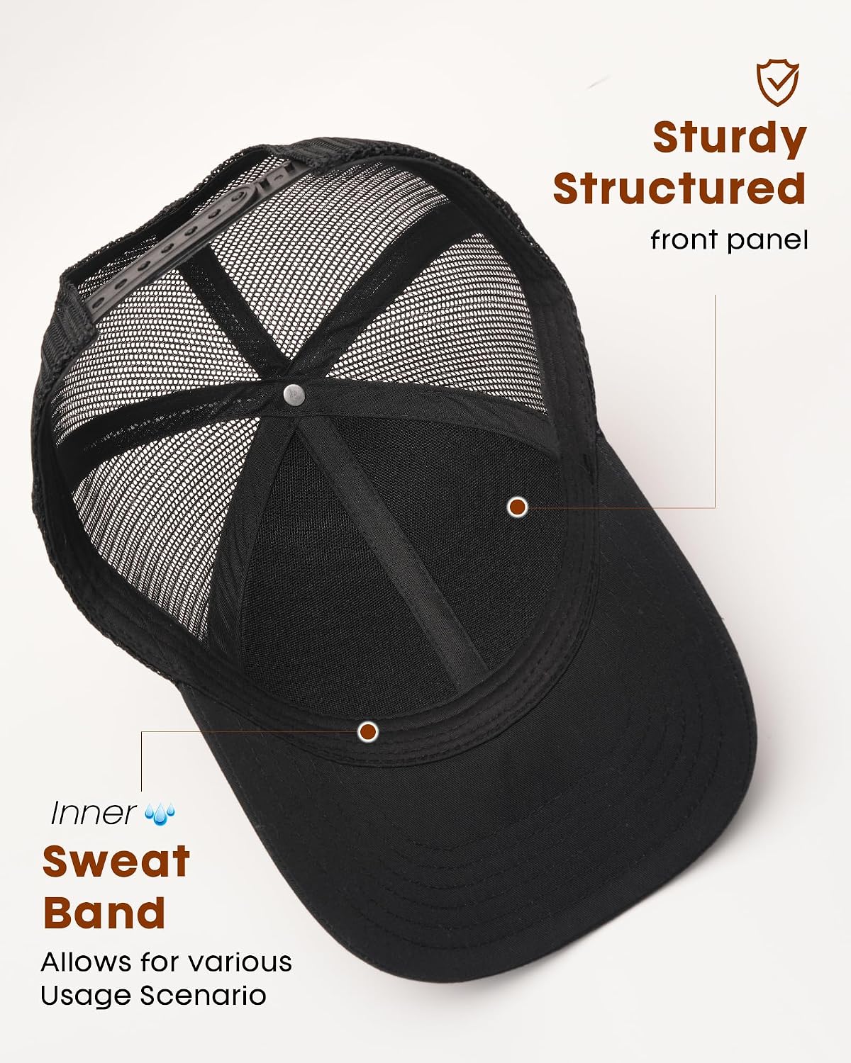 FURTALK Mens Trucker Hat Structured Mesh Baseball Cap Adjustable Classic Mens Hat