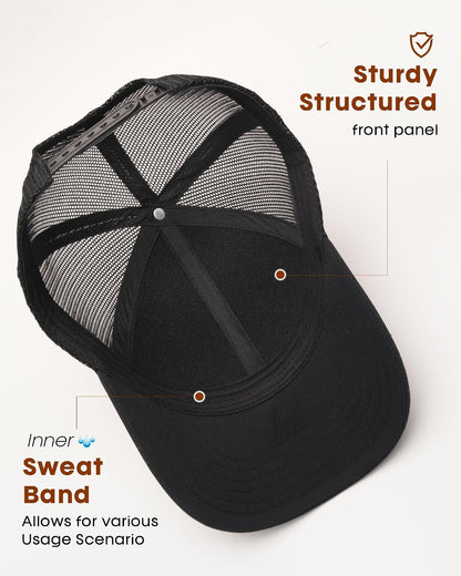 FURTALK Mens Trucker Hat Structured Mesh Baseball Cap Adjustable Classic Mens Hat