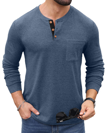 Sailwind Men's Henley Shirts Long Sleeve Button T-Shirt Casual Fashion Pullover Shirt with Pocket