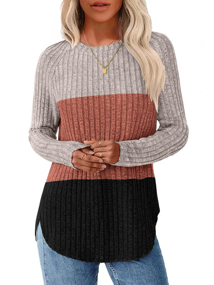 NORACORA Long Sleeve Shirts for Women Crew Neck Tunic Tops Loose Fit Lightweight Pullover Sweaters Trendy 2025