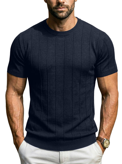 Sailwind Mens Knit Sweater Shirts Short Sleeve Casual Ribbed Pullover T-Shirts