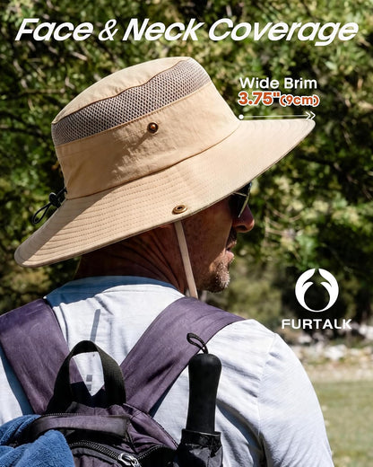 FURTALK Sun Hats for Men Women UPF Sun Protection Breathable Wide Brim | Nylon UV Protection, Breathable Adjustable, 2-in-1 Wide Brim, Packable Water-Resistant, Fishing Hiking Summer