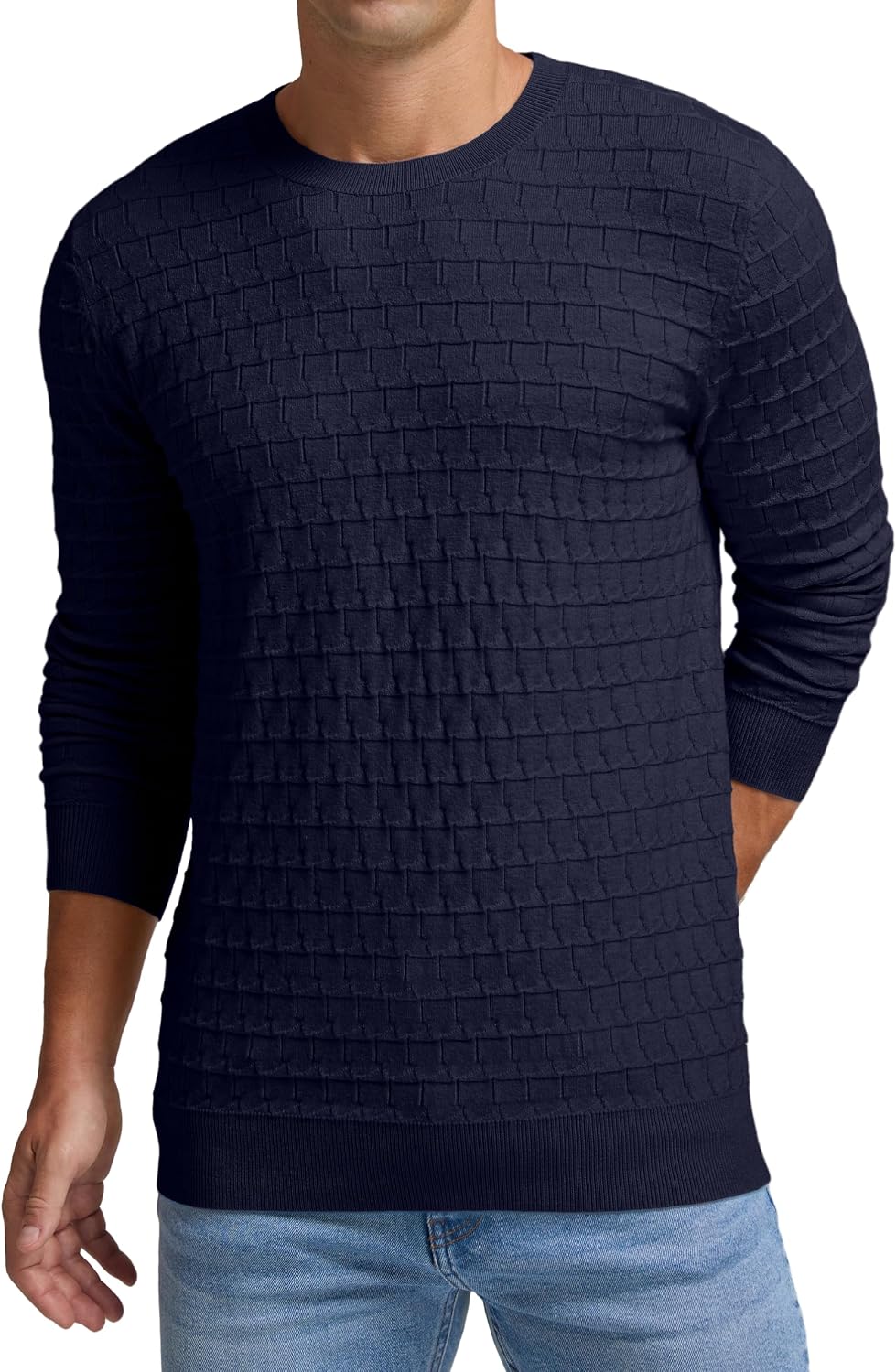 Sailwind Men's Crewneck Cable Knit Sweater Casual Textured Long-Sleeve Pullover Shirts