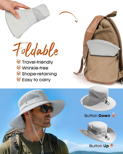 FURTALK Mens Bucket Sun Hat UPF 80+ Wide Brim Hiking Fishing Beach Outdoor Hats